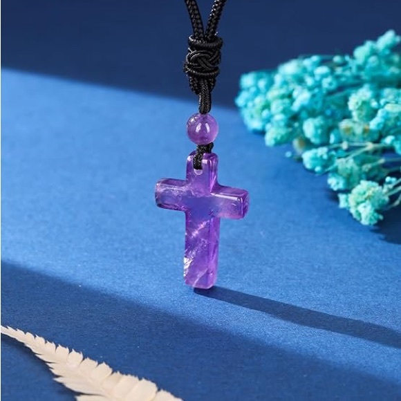 Amethyst Stone Cross Necklace - Picture 2 of 4